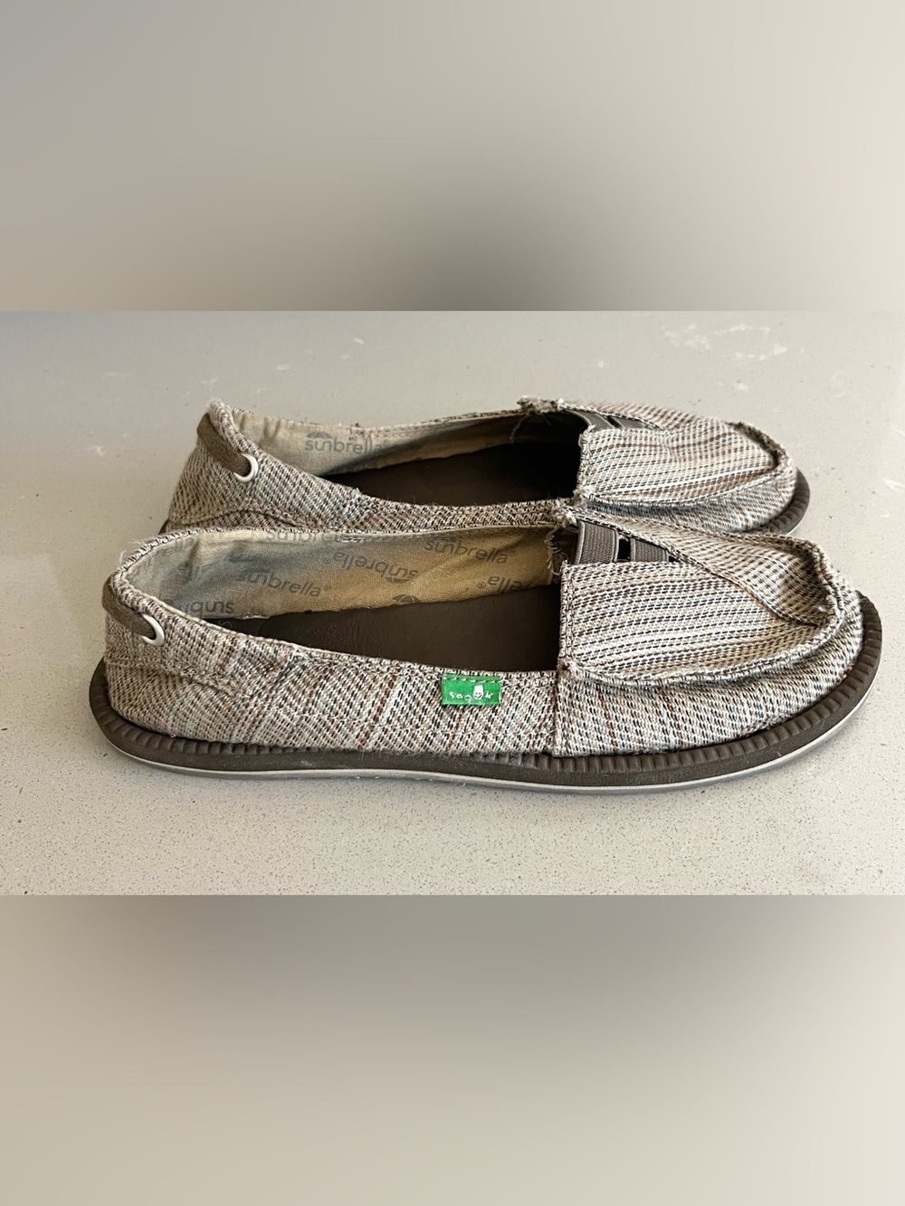 Sanuk Sunbrella Women's Flats Shoes Brown Casual Slip On Boat Shoes Size 8 - Picture 5 of 13